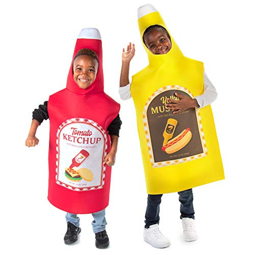 Kids Ketchup  and  Mustard Halloween Costume Fun Food Childrens Unisex 2-pk -YXL-
