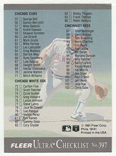 Gregg Jefferies - Checklist  1 -Baseball Card- 1991 Ultra - Fleer  397 NM/MT