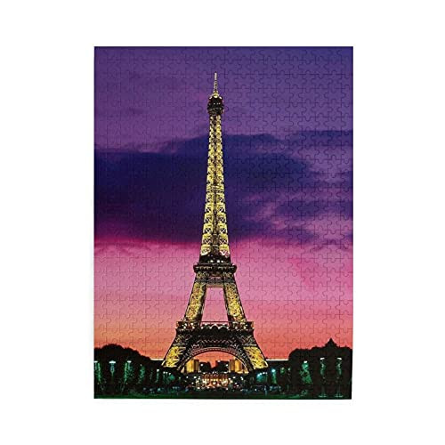 Purple Eiffel Tower Puzzles 500 Piece - Puzzle of Educational Games for Kids Adults - Intellectual Decompressing Fun Family Toys