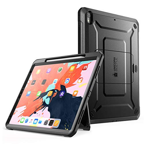 iPad Pro 12.9 Case 2018, SUPCASE Support Apple Pencil Charging with Built-in Screen Protector Full-Body Rugged Kickstand Protective Case for iPad Pro 12.9 2018 Release- UB Pro Series (Black)