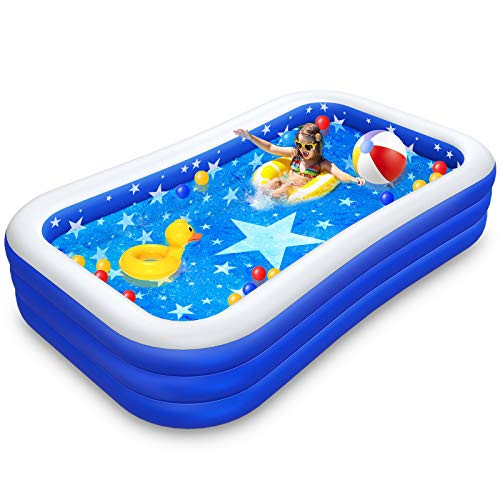 Inflatable Pool for Kids Adults- Toddlers Baby Children- Family Swimming Pools Blow Up Kiddie Pool for Garden- Backyard- Outdoor Summer Water Party- Above Ground Pool Large Sized 120" X 72" X 22"