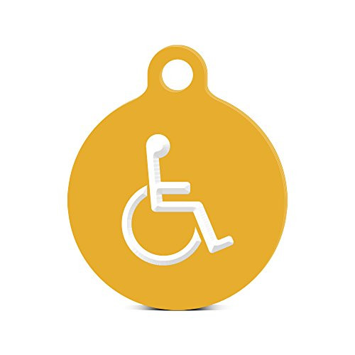 fagraphix Handicap Round Keychain with Tab Engraved Disabled Assisted Gold