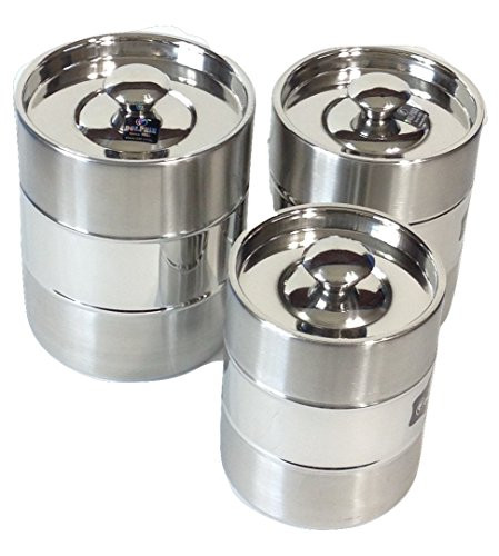 Qualways Jumbo Stainless Steel Kitchen Canister Set of 3, Canisters 3 LB, 2.5 LB and 2 LB
