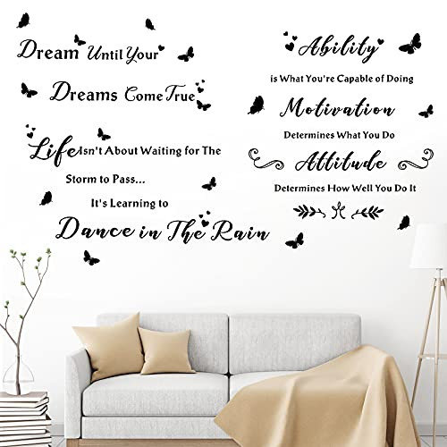 3 Pieces Inspirational Quotes Wall Decals Dream Until Your Dreams Come True Wall Stickers Peel and Stick Motivational Phrases Stickers Living Room Bedroom Home Decorations