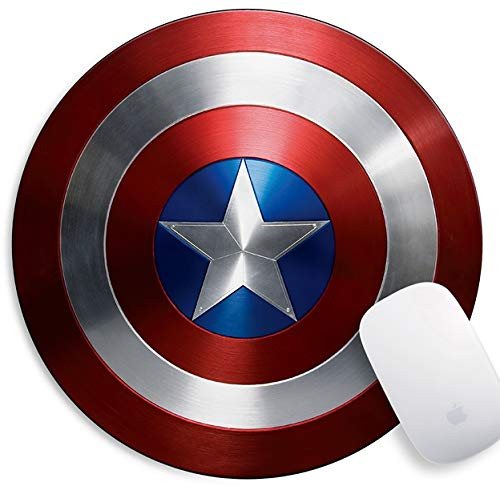 Gaming Mouse Pad - Anime Round Mousemat Non-Slip Rubber Mouse Pads for Office Computers Laptops The Best Gift -Captain America Shield-
