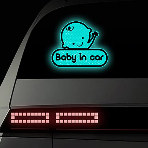 vylymuses Baby in Car Reflective Sticker for Cars-High Intensity Grade Reflective Safety Sign Baby Waving in Car Warning Decal Bumper Sticker for Car Bumper Window Helmets Truck T Blue