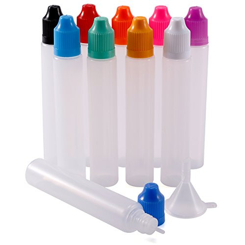 Hamimelon Transparent PET Empty Squeezable Dropper Bottles Eye Liquid Empty Dropper Smoke Oil Bottle with Funnel Pack of 10 -30ML Mix Color-LDPE--