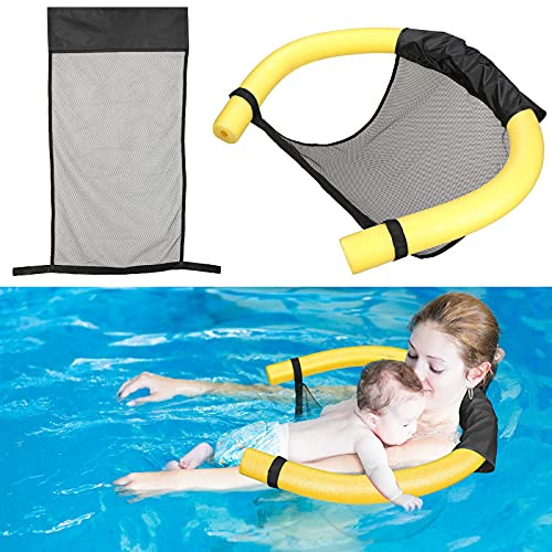Floating Pool Noodle Sling Mesh Chair Sling Mesh Swimming Pool Chair Pool Noodle Sling Mesh Seat for Boys and Girls- Adult- Water Relaxation Pool Noodle Foam Not Included -Black-