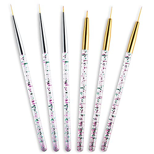 6 Pieces Makeup Brush Line Fine Point Eyeliner Brush Eye Makeup Gel Eyeliner Brush Eyeliner Brush Applicators Cosmetic Eye Wands Eyeliner for Water Activated Eyeliner Makeup Tool- Silver and Golden