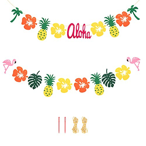 Hawaiian Aloha Party Decorations- 2 Pieces Aloha Banner for Luau Party Decoration Tropical Theme Summer Beach Pool Party Favor Luau Birthday Wedding Party Supplies Hawaiian Aloha Party Decorations- 2 Pieces Aloha Banner for Luau Party Decoration Tropical Theme Summer Beach Pool Party Favor Luau Birthday Wedding Party Supplies