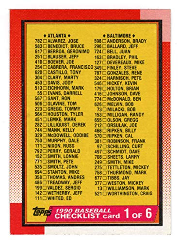 Checklist  1 -Baseball Card- 1990 Topps  129 Mint