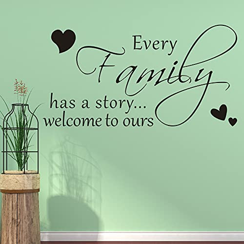 Family Wall Decals Art Words Letters Quote Every Family Has a Story Welcome to Ours Removable DIY Mural Vinyl Wall Stickers for Living Room Bedroom Home Decor Accessories
