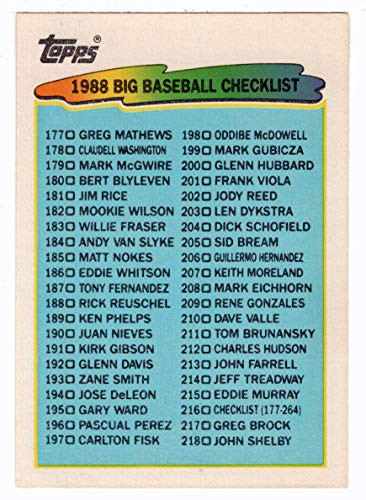 Checklist  3 - 177 -  264- -Baseball Card- 1988 Topps Big  216 Mint