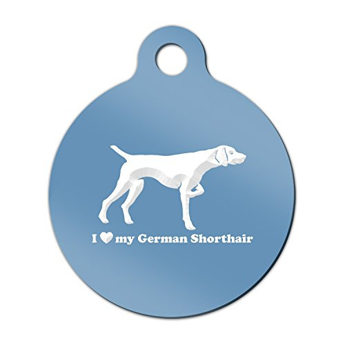 Mister Petlife I Love My German Shorthaired Pointer Engraved Keychain/Round Tag with Tab GSP dk Light Blue
