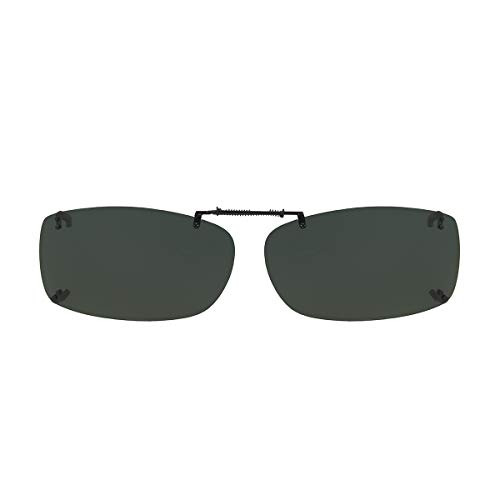 Dioptics Solar Shield-A REC Polarized Rectangular Clip On Sunglasses- Gray- 56 mm