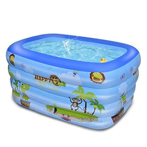 Inflatable Swimming Pool- Swimming Center Rectangular Durable Portable Outdoor Indoor Children Bathtub Kids Pool Water Play Pool for Summer Activity