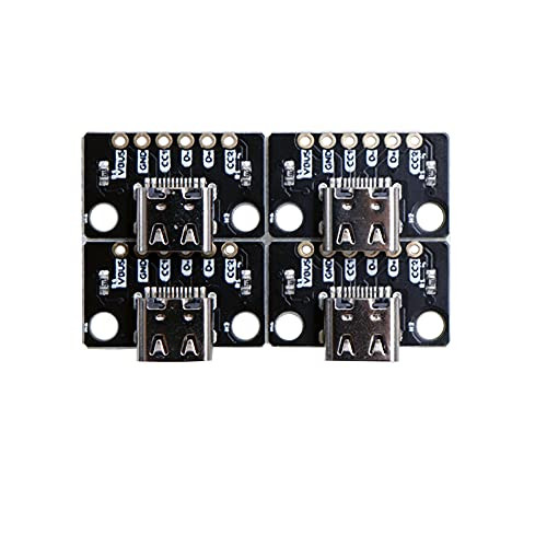 Treedix 4pcs USB Type-C Breakout Board Serial Basic Breakout Female Connector Type PCB Converter Board