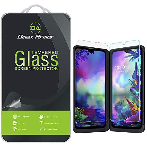 `-3 Pack- Dmax Armor for LG G8X ThinQ Tempered Glass Screen Protector- -3 Tempered Glass Main Screen and 3 PET Dual Screen-- Anti Scratch- Bubble Free