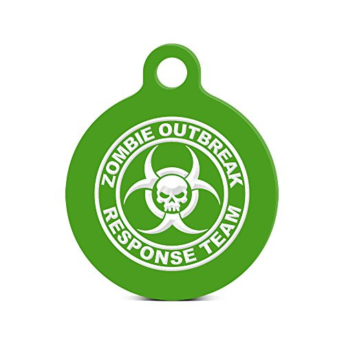 fagraphix Zombie Outbreak Response Team Round Keychain with Tab Engraved Green