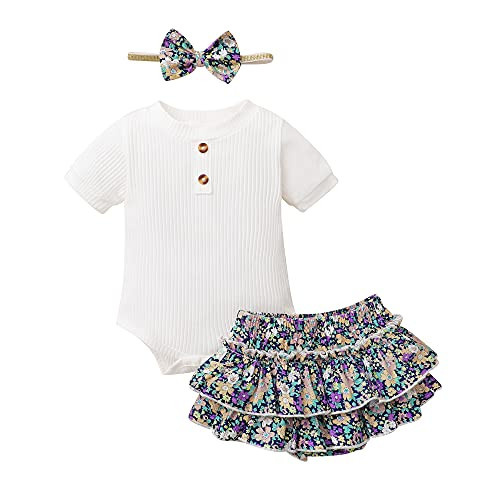 12 Months Girl Clothes Infant Girl Clothes Rompers Floral Shorts Baby Girl Outfits Baby Girls Clothing Toddler Girl Clothes 12-18 Month Girl Clothes White