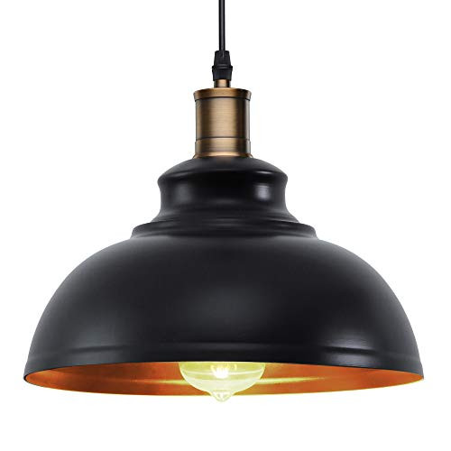 Pendant Lighting, Lika Industrial Vintage Black Hanging Ceiling Lamp with Metal Shade, Adjustable Cord for Kitchen Island, Dining Room, Barn Pendant Lighting, Lika Industrial Vintage Black Hanging Ceiling Lamp with Metal Shade, Adjustable Cord for Kitchen Island, Dining Room, Barn