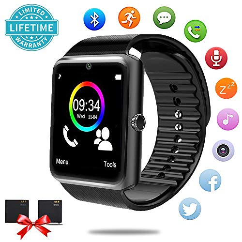 Smart Watch-Bluetooth Smartwatch Touch Screen Wrist Watch with Camera/SIM Card Slot,Waterproof Smart Watch Sports Fitness Tracker Watch Android Phone Watch Compatible with Android iOS Phones