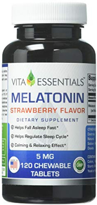 Vita Essentials Melatonin Strawberry 5 Mg Tablets- 120 Count Vita Essentials Melatonin Strawberry 5 Mg Tablets- 120 Count
