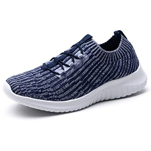 konhill Women's Lightweight Athletic Running Shoes Walking Casual Knit Workout Sneakers, Navy, 37