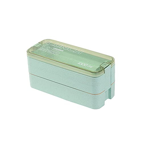 Lunch Box Bento Box -3-In-1 Compartment - Wheat Straw- Leakproof Eco-Friendly Bento Lunch Box Containers for Kids and Adults -green- Lunch Box Bento Box -3-In-1 Compartment - Wheat Straw- Leakproof Eco-Friendly Bento Lunch Box Containers for Kids and Adults -green-