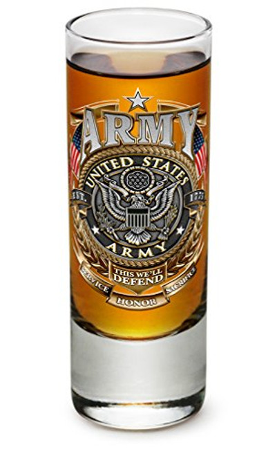 Shot Glasses  Armed Forces Gifts for Men or Women  Army Men American Soldier Shot Glasses  Army Gold Shield Glass Shot Glasses with Logo -2 Oz-