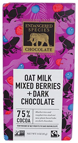 ENDANGERED SPECIES Oat Milk  and  Mixed Berries Dark Chocolate Bar- 3 OZ