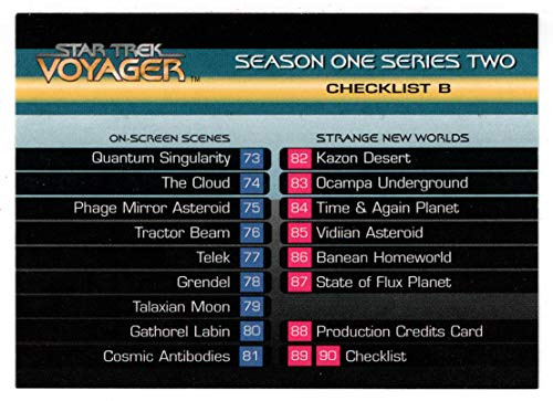 Checklist B - Star Trek - Voyager - Season One - Series Two -Trading Card-  90 - Skybox - 1995 Mint