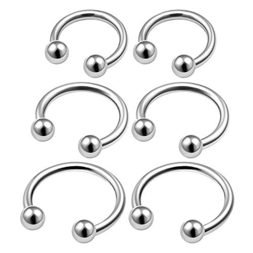 6Pcs 16 gauge 6mm 8mm 10mm steel horseshoe earrings Piercing Jewelry Tragus Cartilage Septum Nose Eyebrow Lip 3mm Ball M4759 6Pcs 16 gauge 6mm 8mm 10mm steel horseshoe earrings Piercing Jewelry Tragus Cartilage Septum Nose Eyebrow Lip 3mm Ball M4759