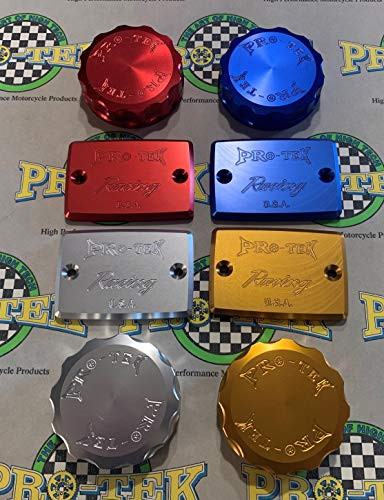 Pro-Tek Front  and  Rear Brake Fluid Reservoir Caps Made For Kawasaki Ninja 250R EX250R 1992 1993 1994 1995 1996 1997 1998 1999 2000 2001 2002 2003 2004 2005 2006 2007 EX-250R Cap Set -Replacement Bolt-