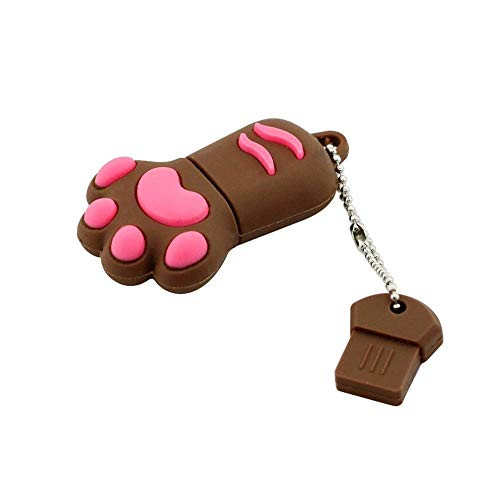 USB Flash Drive 32GB Super Cute Cartoon Brown Cat Paw USB 2.0 Thumb Drive Memory Stick Pen Drive for External Computer Data Storage - Civetman