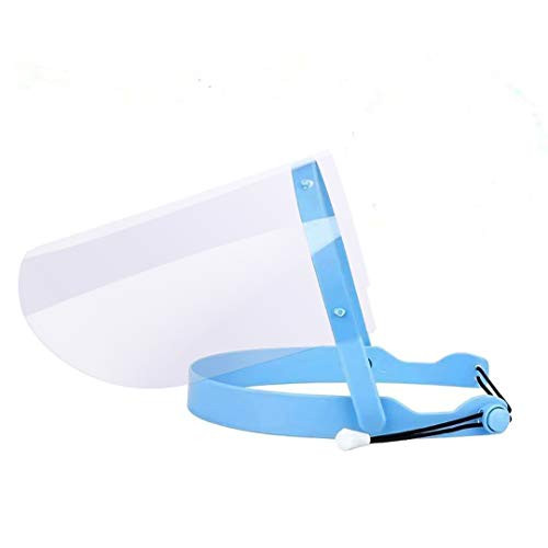 Global-Dental Adjustable Anti-fog Full Face Shield with 10 Plastic Protective Film Blue