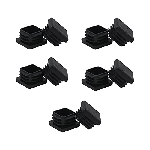 FiveEyes 1x1 1" Square Tubing Plastic Plug End Caps 10 Pack- 1"x1" 1 Inch Square Tube End Cap Plugs 1x1 Fence Post Pipe Cap Cover Tubing Insert Chair Glide Finishing Plug End Caps