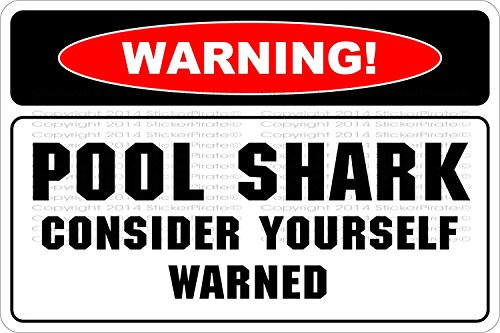 StickerPirate Warning Pool Shark 8" x 12" Metal Novelty Sign Aluminum NS 670