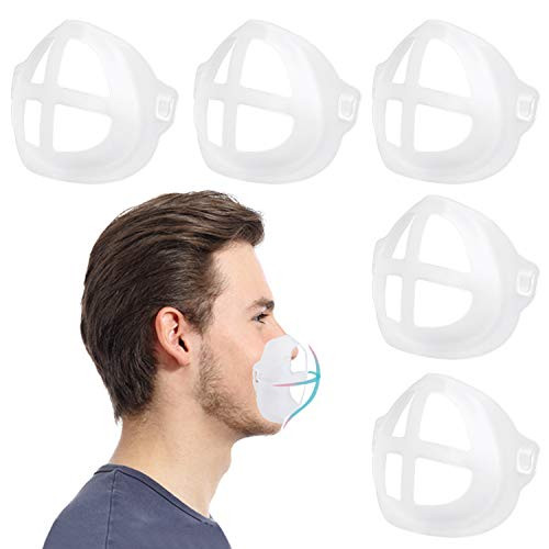 Face Mask Bracket- Silicone Bracket for Reusable Mask Mouth Brackets Under Mask 3D Mask Bracket Inner Support Frame for Comfortable Breathing Protect Lipstick Washable -Adults 5PCS-