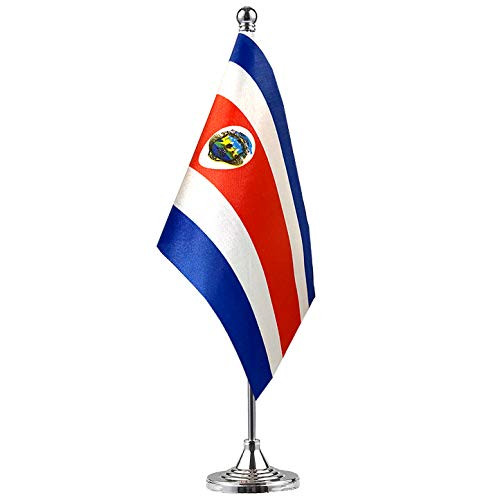 GentleGirl.USA Costa rica Table Flags Stick Small Mini Costa Rican Flag Office Desk Flag on Stand with Stand Base- International Festival Decoration-Costa Rican Theme Party Decoration-Home Decoration