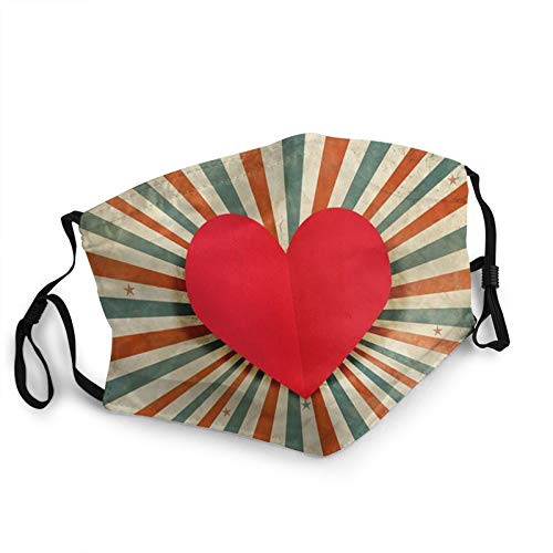 Face Mask Reusable- Love Heart Red Masks Washable Bandana Face Mask- Balaclava Scarf Shield