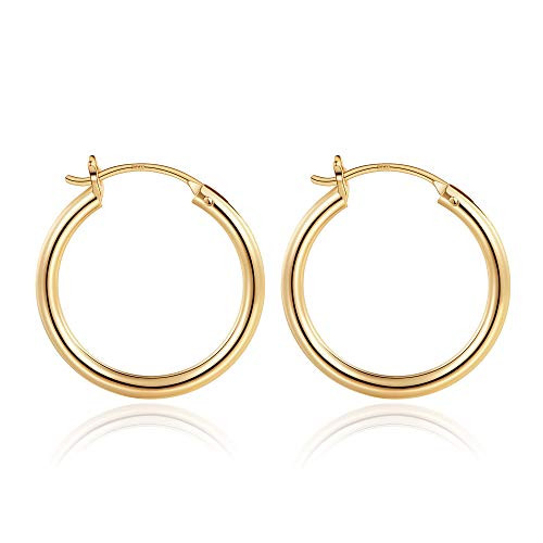 Small Gold Hoop Earrings for Women- 14K Gold Plated 925 Sterling Silver Post Hypoallergenic Chunky Mini Hoops Earrings Dainty Tiny Small Gold Hoop Earrings for Women Jewelry 20mm Small Gold Hoop Earrings for Women- 14K Gold Plated 925 Sterling Silver Post Hypoallergenic Chunky Mini Hoops Earrings Dainty Tiny Small Gold Hoop Earrings for Women Jewelry 20mm