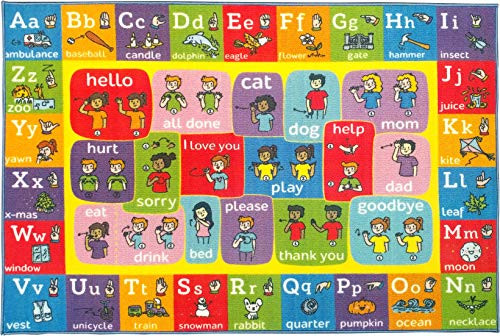 KC CUBS Playtime Collection ABC Alphabet ASL Sign Language Educational Learning Area Rug Carpet for Kids and Children Bedrooms and Playroom - 3' 3" x 4' 7" KC CUBS Playtime Collection ABC Alphabet ASL Sign Language Educational Learning Area Rug Carpet for Kids and Children Bedrooms and Playroom - 3' 3" x 4' 7"