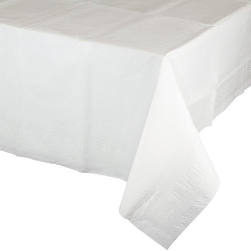 Creative Converting Tissue/Poly Tablecover Plain White Paper Tablecloth- 54" x 108"