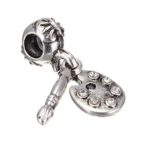 Sexy Sparkles European Paint Pallet and Brush Charm Bead Spacer Compatible for Most European Snake Chain Bracelets