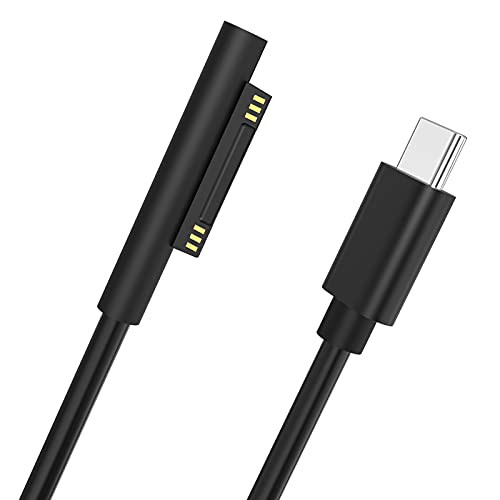 MIUOLV Surface Connect to USB-C Charging Cable Compatible with Surface Pro 3/4/5/6/7- Surface Laptop 3/2/1- Surface Go- Surface Book1/2/3- Black Male- Works with 45W 15V 3A USBC Charger -Black-