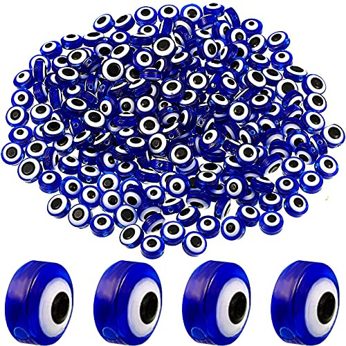 500 Pieces 8 mm Evil Eye Beads Evil Eye Handmade Resin Beads Charms Round Evil Eye Spacer Beads Turkish Handmade Beads for DIY Craft Jewelry Bracelet Earring Necklace Making