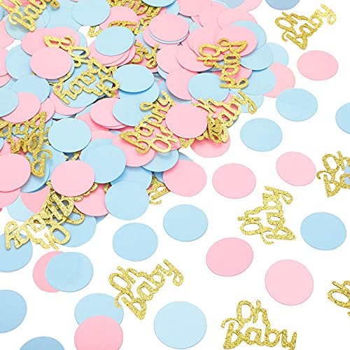 330 Pieces Pink Blue Glitter Paper Confetti Glitter Baby Confetti Round Baby Table Confetti for Baby Shower Gender Reveal Birthday Decorations Birthday Party Supplies