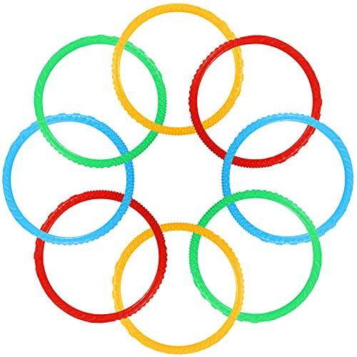 8 Pieces Colorful Water Diving Toys for Kids- Underwater Fun Swimming Pool Dive Rings Training Accessory Learning Toy Grab Toy for Party Game- 5.51 Inches