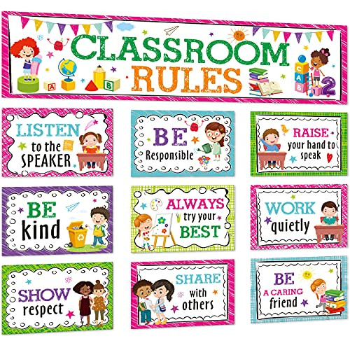 Classroom Rules Bulletin Board Set for Classroom Decorations Classroom Rules Posters Behavior Educational Good Habits Manners Chart for Kindergarten Preschool Primary Middle High School